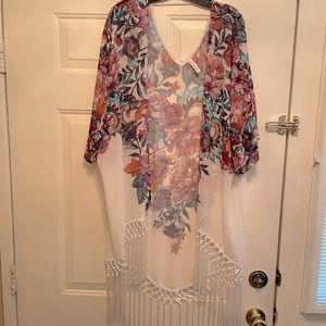 Open Front kimono with fringe trim
